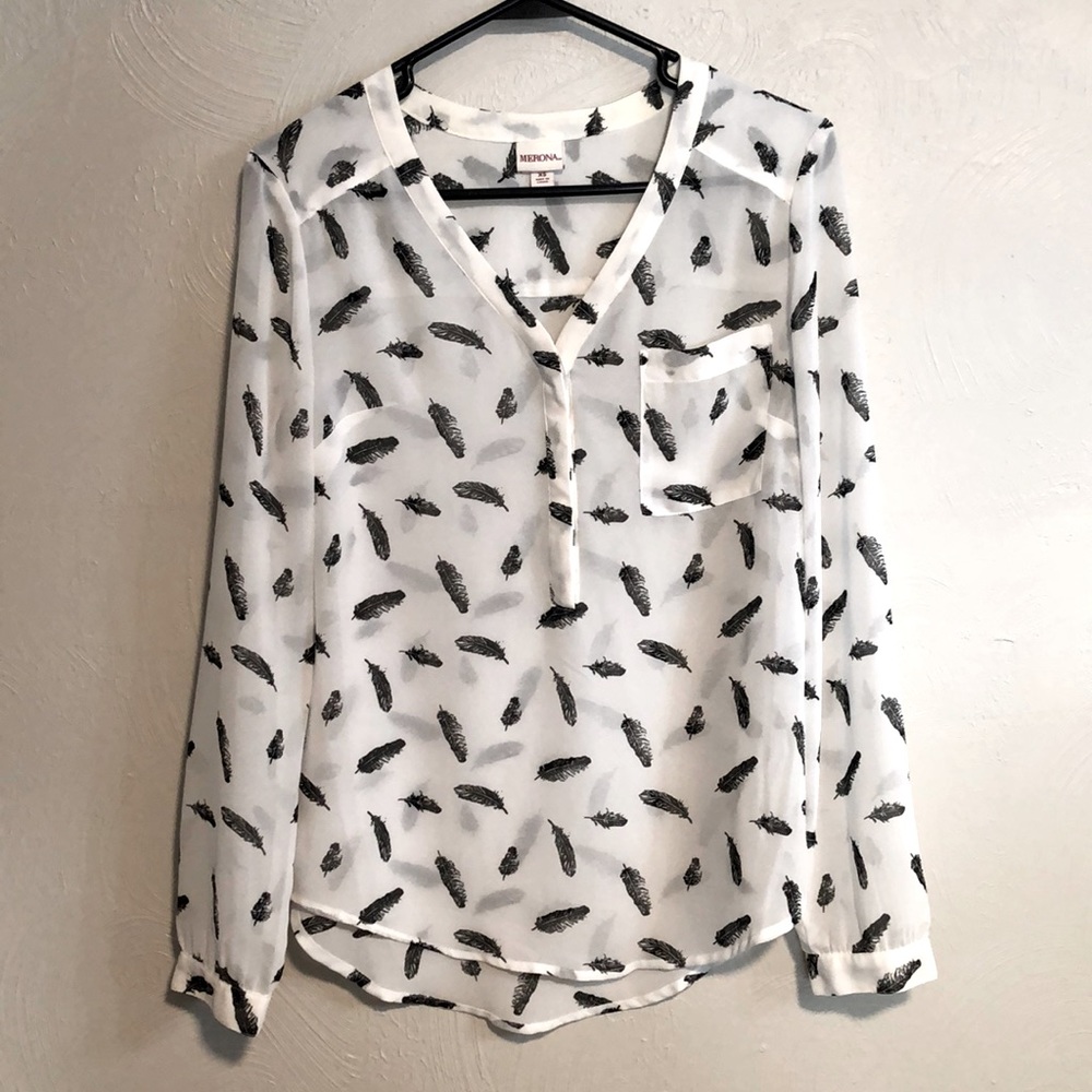 Black & White Feather Blouse
